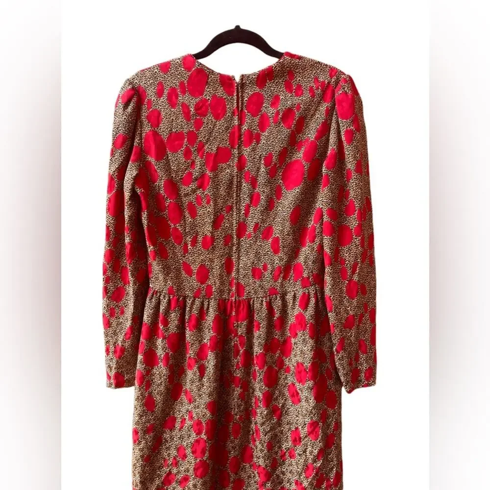 micheal novarese Printed Midi Length Silk Dress with scarf Size L - Picture 6 of 10